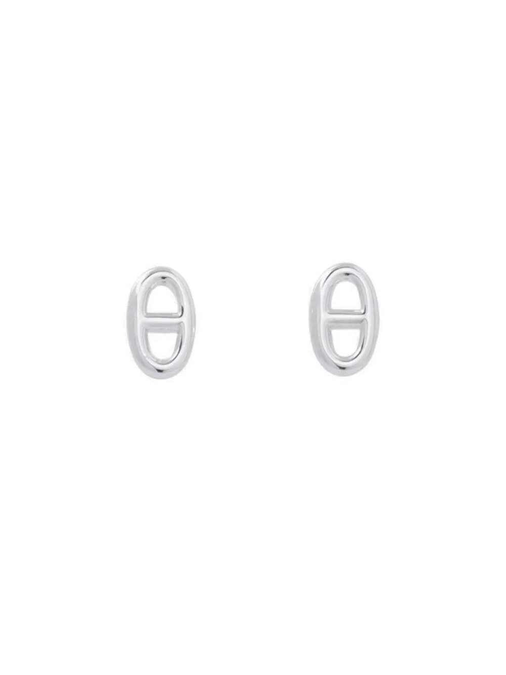 Hermes Earrings Farandole Chaine D'ancre Motif TPM Silver Stud